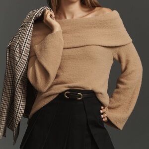Anthropologie Off-The Shoulder Foldover Sweater